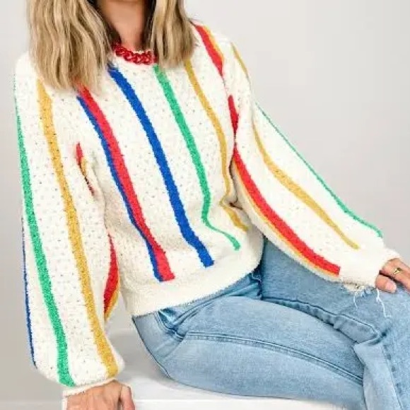 POL Multicolor Striped Crew Neck Sweater - Picture 7 of 7